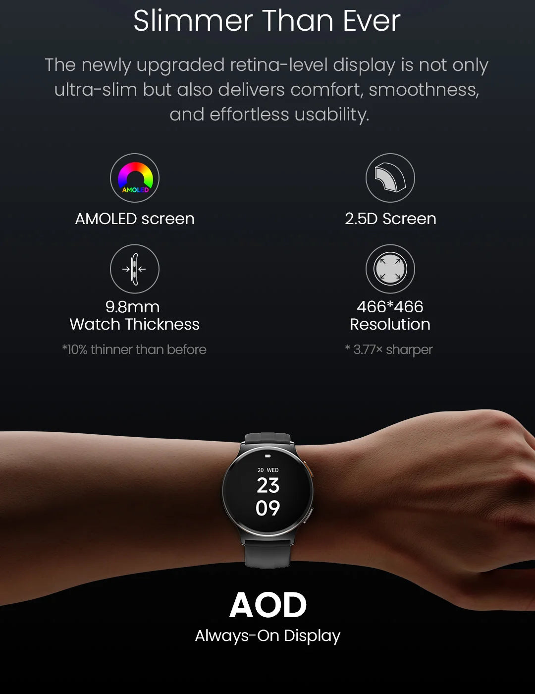 HAYLOU Solar Lite 2 – Ecrã AMOLED, Desporto e Conectividade Total