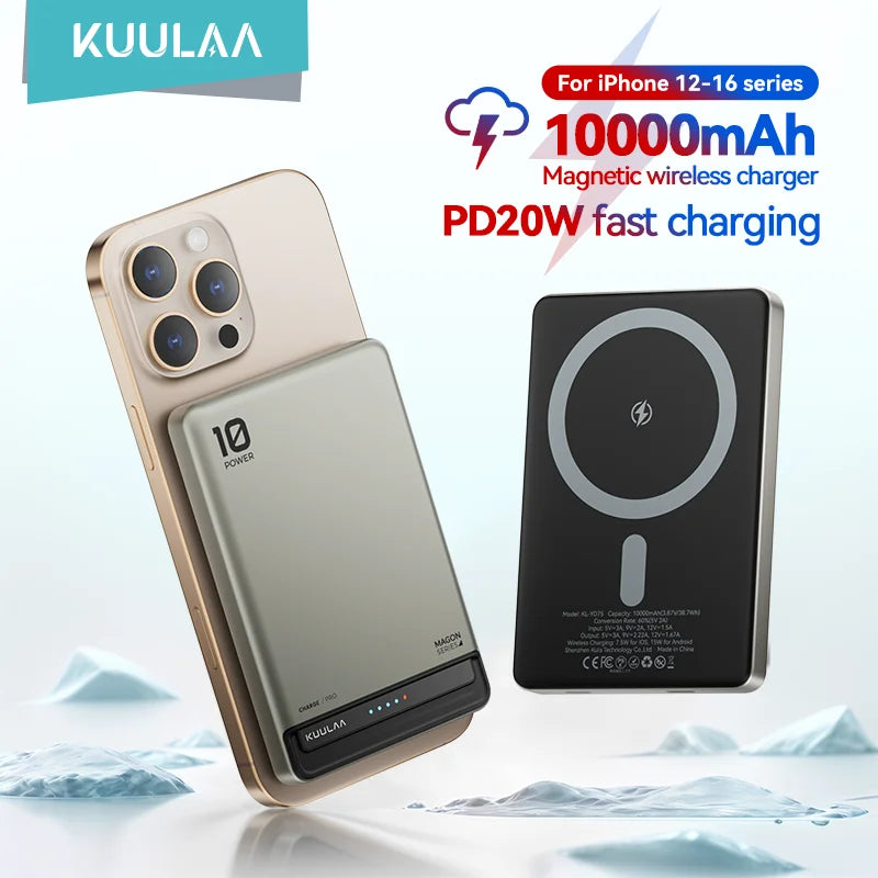 KUULAA 10000mAh Magnetic Power Bank — Wireless 20W MAG Fast Charge
