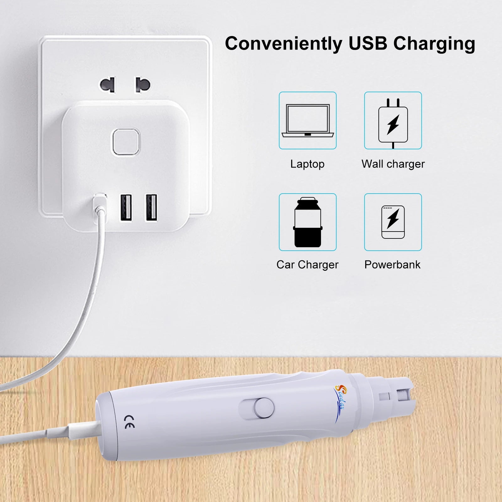 Dog Nail Grinder USB Rechargeable Electric Pet Paws Clipper & Trimmer Painless Paws Grooming Quiet 2-Speed ​​Dog Nail File