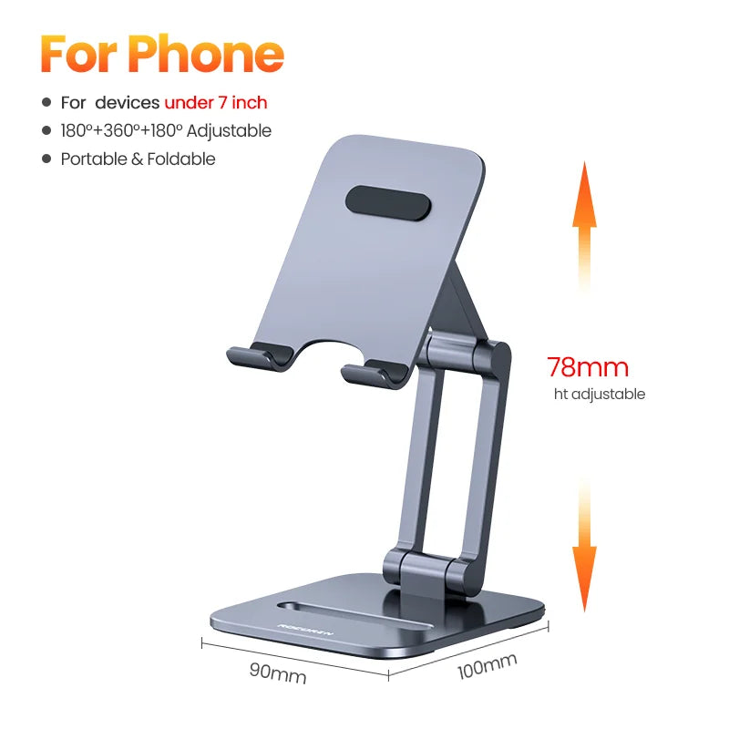 Rocoren Phone Holder Desk Mobile Phone Stand Foldable Metal Tablet Holder Support For iPhone 14 13 iPad Pro Air Universal Holder