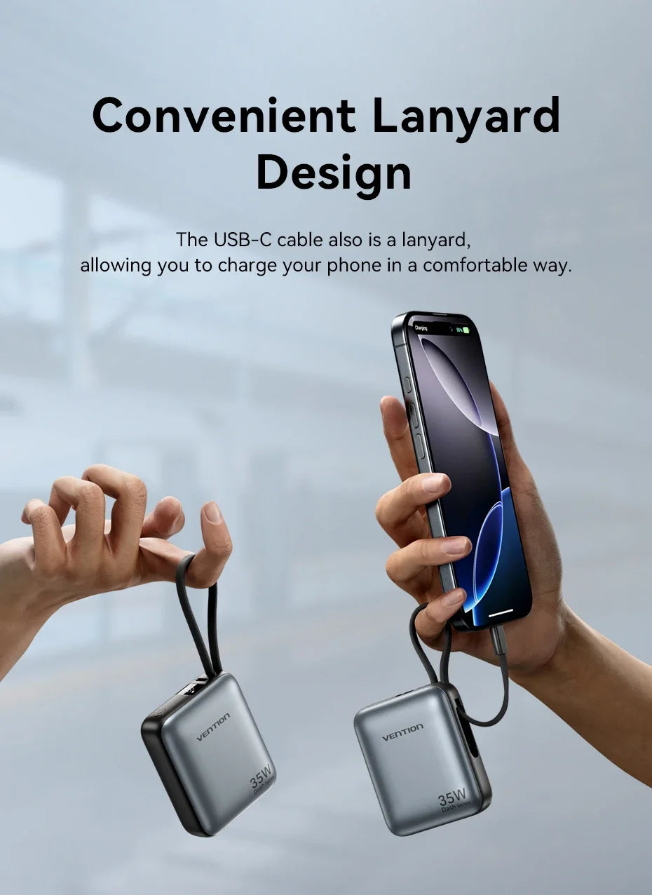 Vention 10000mAh Power Bank — 35W Fast Charge Mini USB‑C 3C