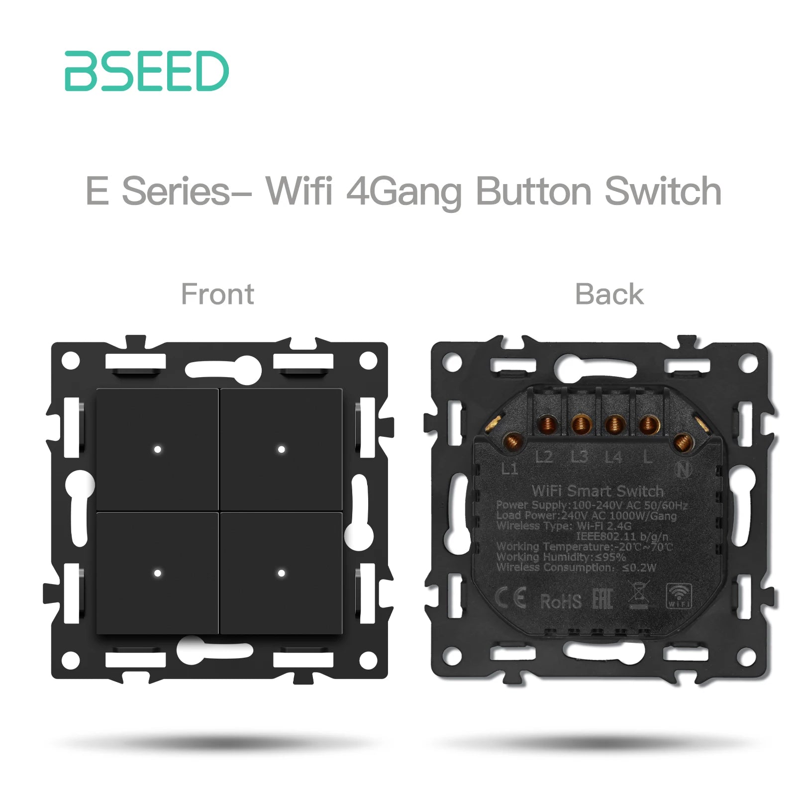 BSEED WiFi Smart Switch Parts — Dimmer, Cortina, Tomadas EU e USB‑C