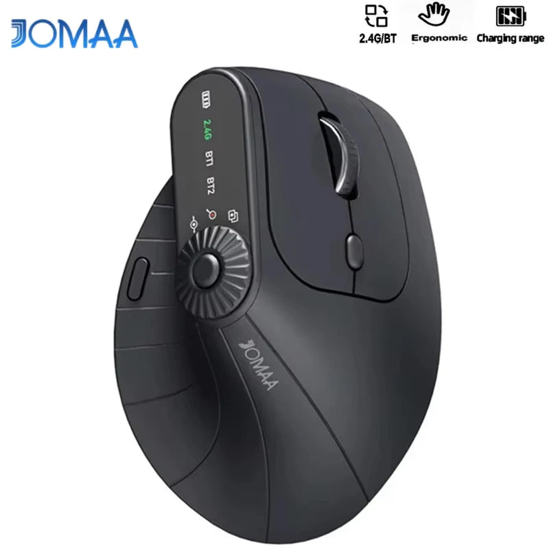 Multi-Device Vertical Ergonomic Mouse With Function Adjustment Kno Rechargeable 2.4G Bluetooth Wireless Mouse for PC Tablet