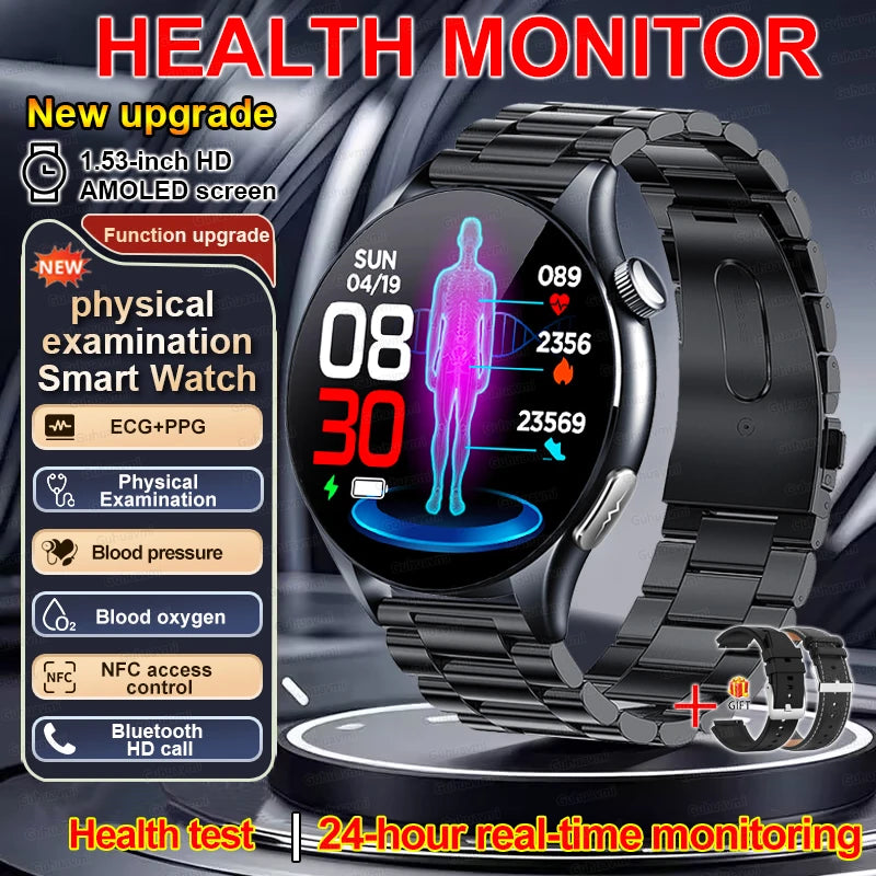 2026 New Smart Watch ECG+PPG Health Monitoring Blood Pressure Uric Acid Fitness Tracker Clock Sport Call Smartwatch Customizable Dial