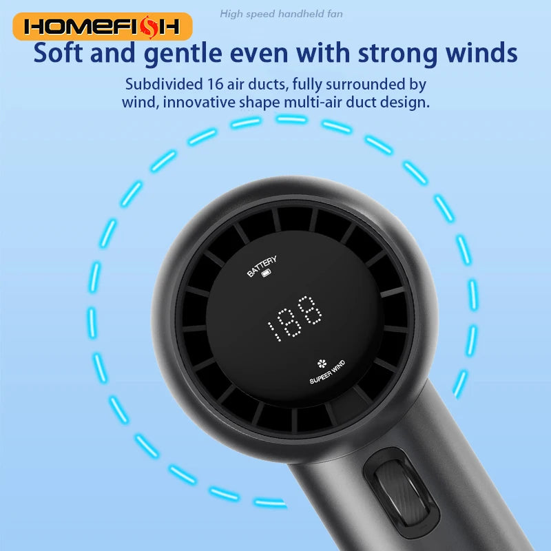 HOMEFISH GF02 199 Gears High-Speed ​​Portable Fan USB Rechargeable Fans 3500mAh Electric Fan Mini Air Conditioner