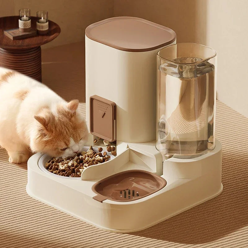 New Automatic Feeder Cat Dog Food Bowl with Water Fountain Dry Wet Separation Pet Puppy Kitten Food Storage Dispenser Container