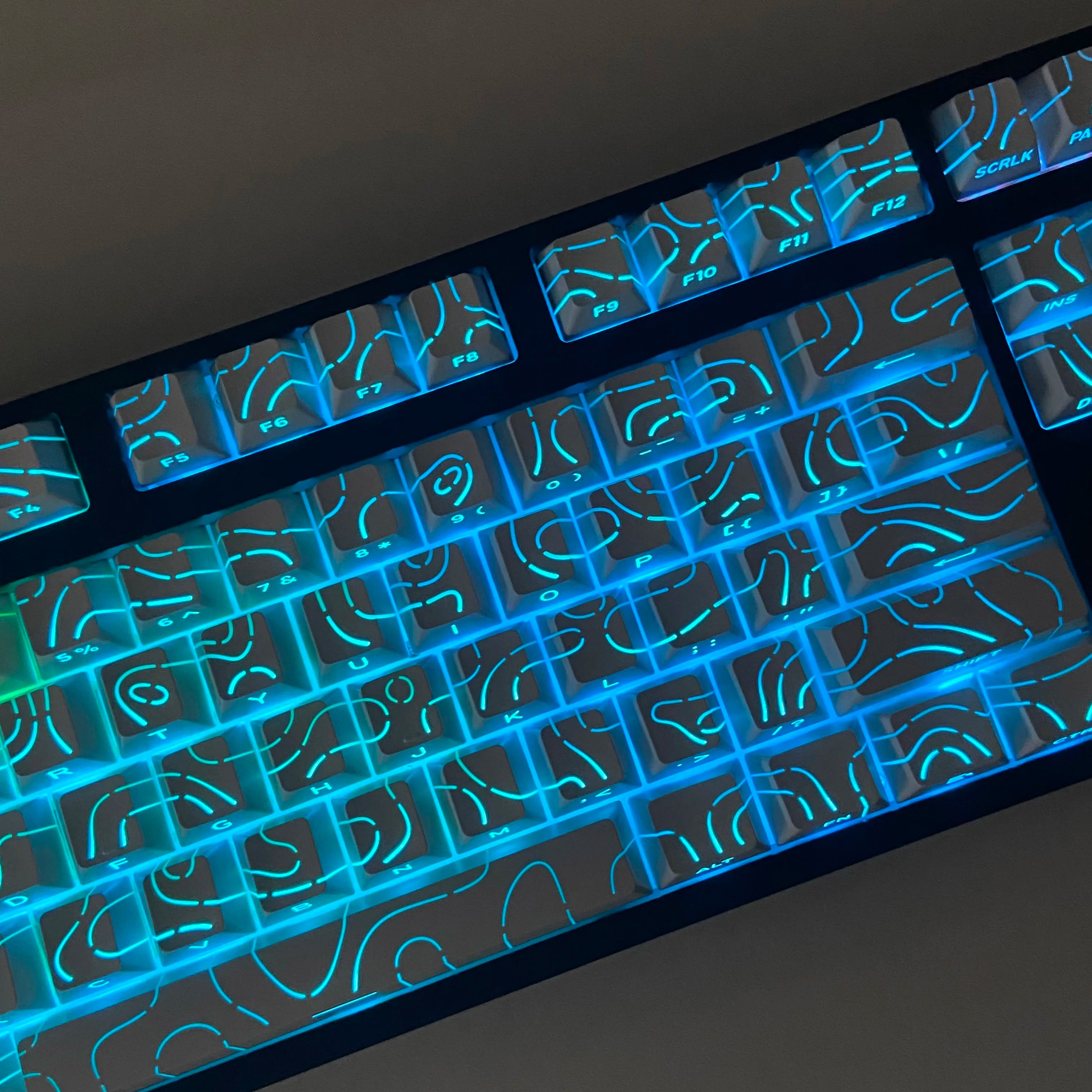 Line Gradient Side Shine Through Keycaps Cherry Profile PBT Custom Keycaps for 60% 65% 75% 96% 98% 100% Mechanical Keyboard