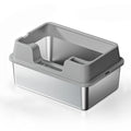 Stainless Steel Cat Litter Box with Lid and Scoop for Big Cat XL Metal Litter Pan Tray with High Wall Sides Enclosure Non-Sticky