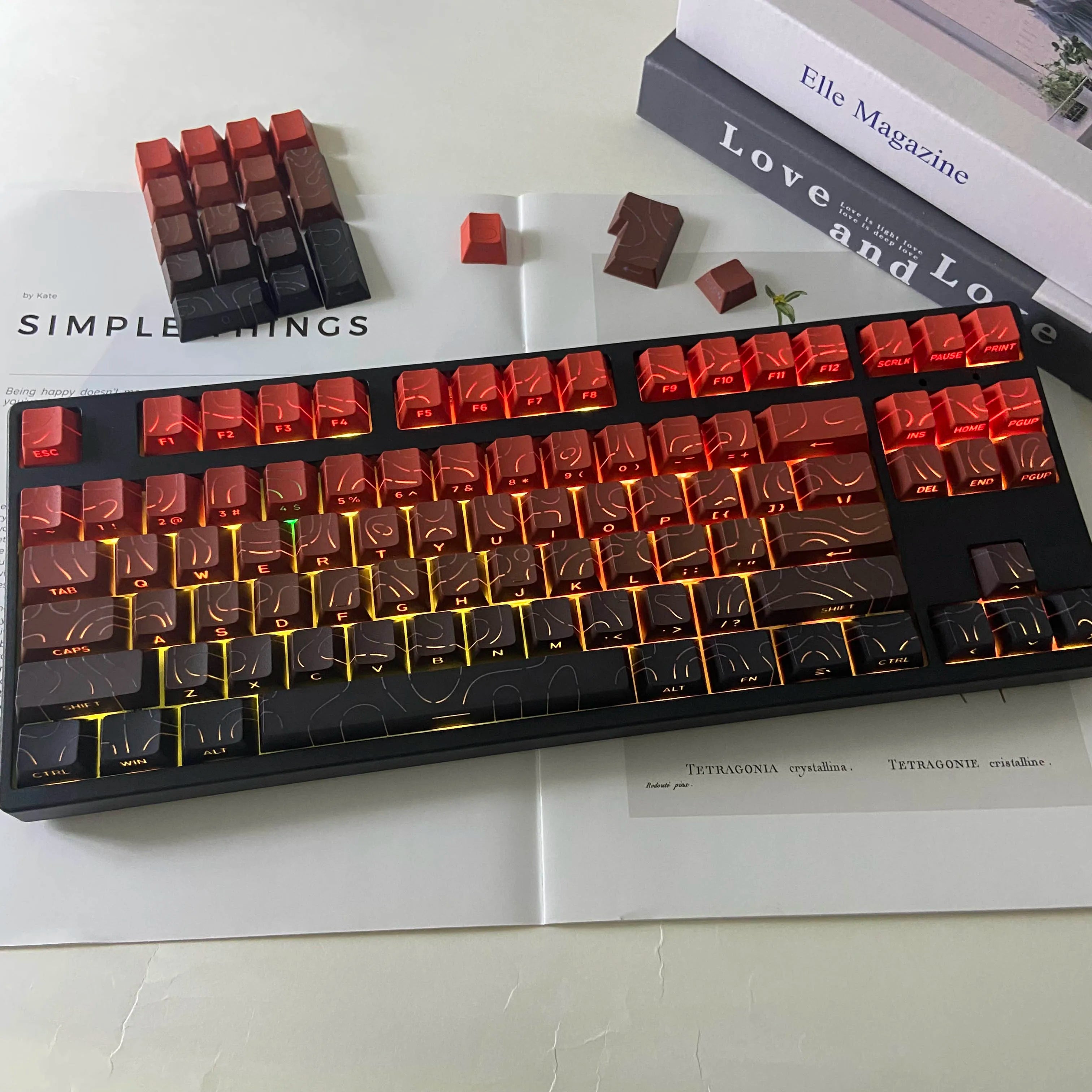 Line Gradient Side Shine Through Keycaps Cherry Profile PBT Custom Keycaps for 60% 65% 75% 96% 98% 100% Mechanical Keyboard