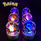 Pokemon Crystal Ball 3D Pikachu Gengar Mewtwo Night Light Lamp Pokeball 3D Glass Pokemon Crystal Ball Statue Kids Birthday Gift