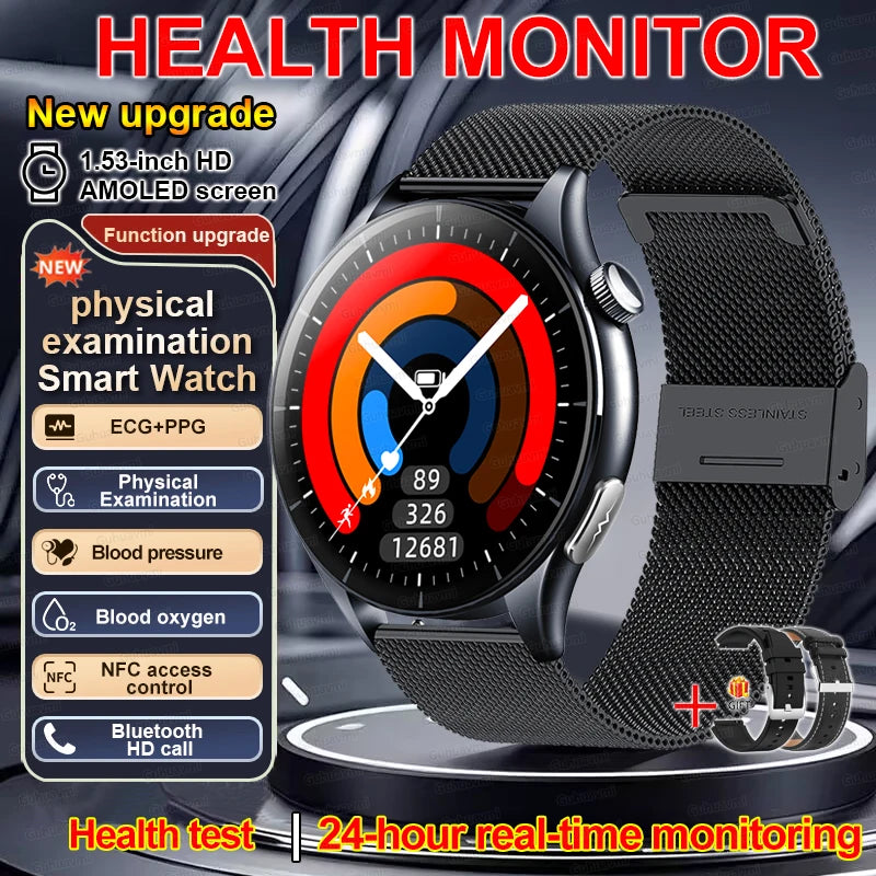 2026 New Smart Watch ECG+PPG Health Monitoring Blood Pressure Uric Acid Fitness Tracker Clock Sport Call Smartwatch Customizable Dial