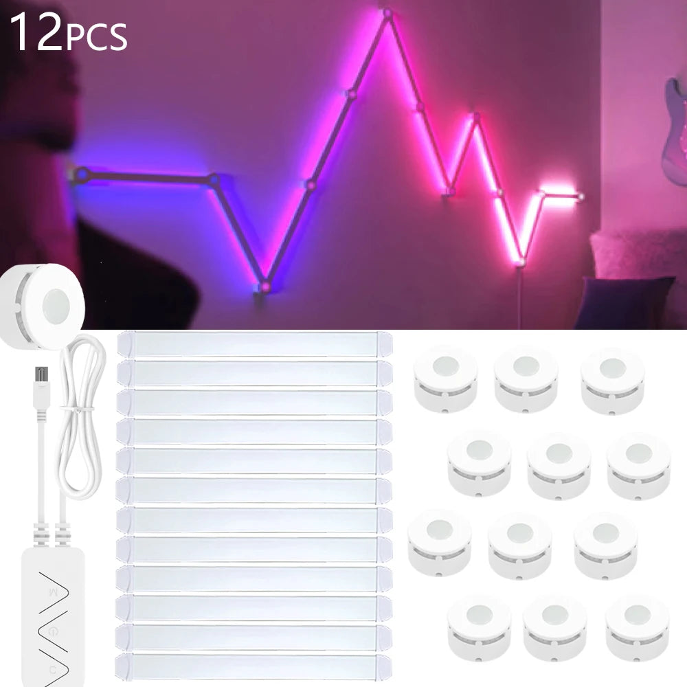 DIY Wall Design LED RGBIC Dynamic Atmosphere Light Night WIFI APP Voice Assistant Control TV Backlight Room Game Decoration