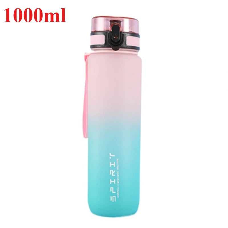 500ML/1000ML Large Capacity Sports Water Bottle Leak-Proof Motivational Portable Reusable Plastic Cups Outdoor Travel Gym Jugs