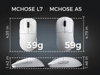 Rato MCHOSE L7 — PAW3395, 26K DPI, 39 g, Tri‑Mode, Dual 8K