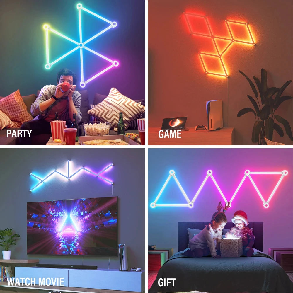 DIY Wall Design LED RGBIC Dynamic Atmosphere Light Night WIFI APP Voice Assistant Control TV Backlight Room Game Decoration