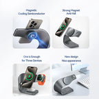 4 in 1 Wireless Charger Metal Shell Magnetic 15W Fast Charging Station Stand for iPhone 12-17 Mobile Phones Airpods Apple Watch