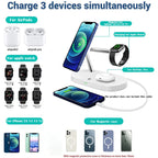3-in-1 Wireless Magnetic Charger for iPhone 16 15 14 13 12, Fast Charging Station for Apple Watch 10 9 8 7 6 5 4, AirPods 2 3 Pro
