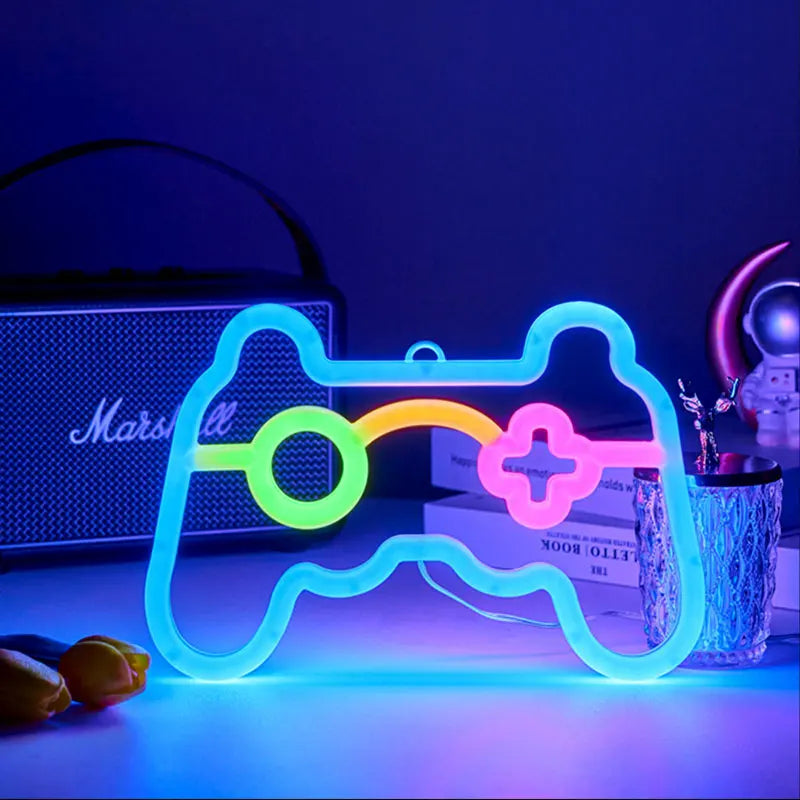 Game Pad Neon Signs LED Night Light, USB/Battery Powered atmosphere Lighting, for Birthday Gift Garden E-sports Decor Camping