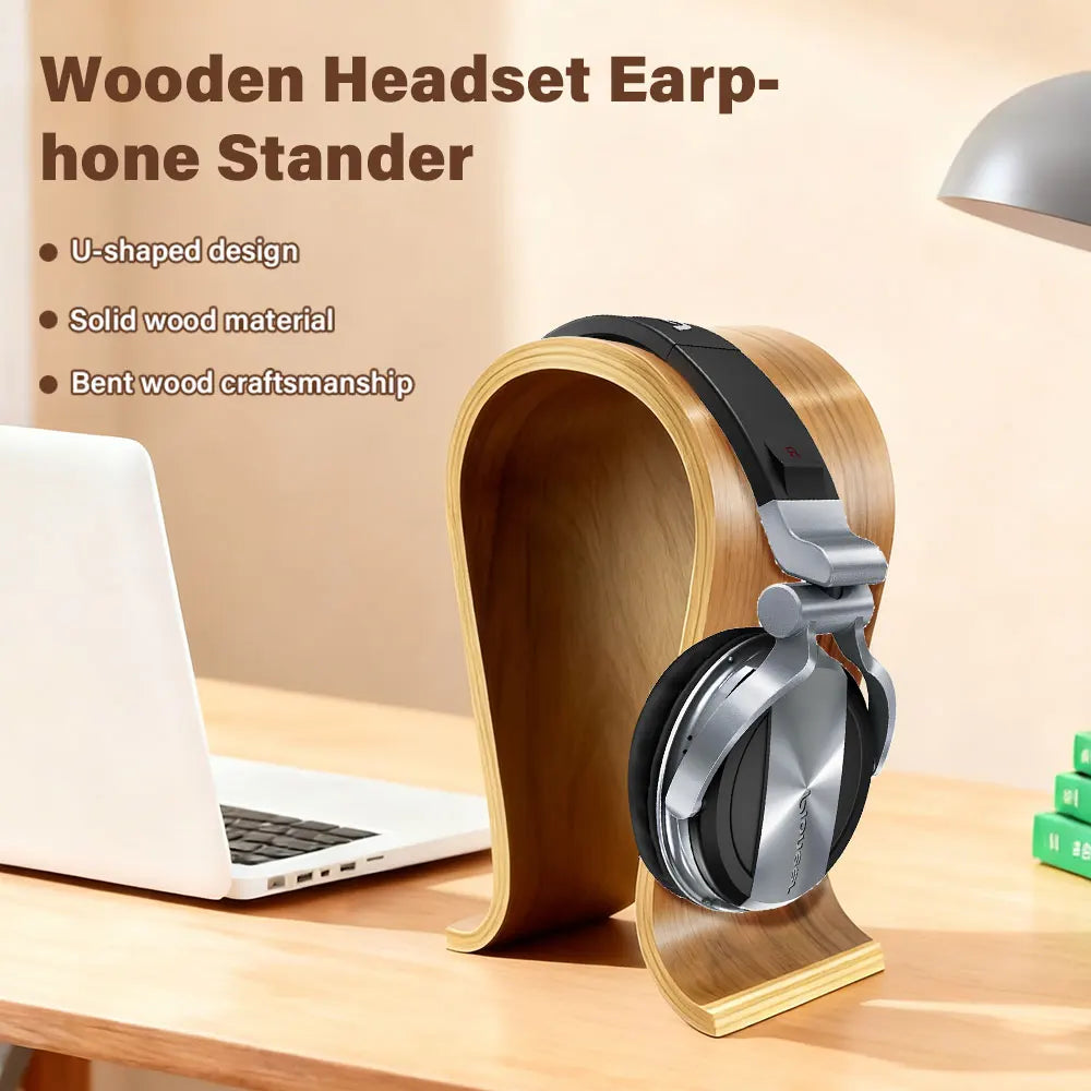 U-shaped wooden headphone stand, desktop headphone display stand, suitable for almost all headphones.