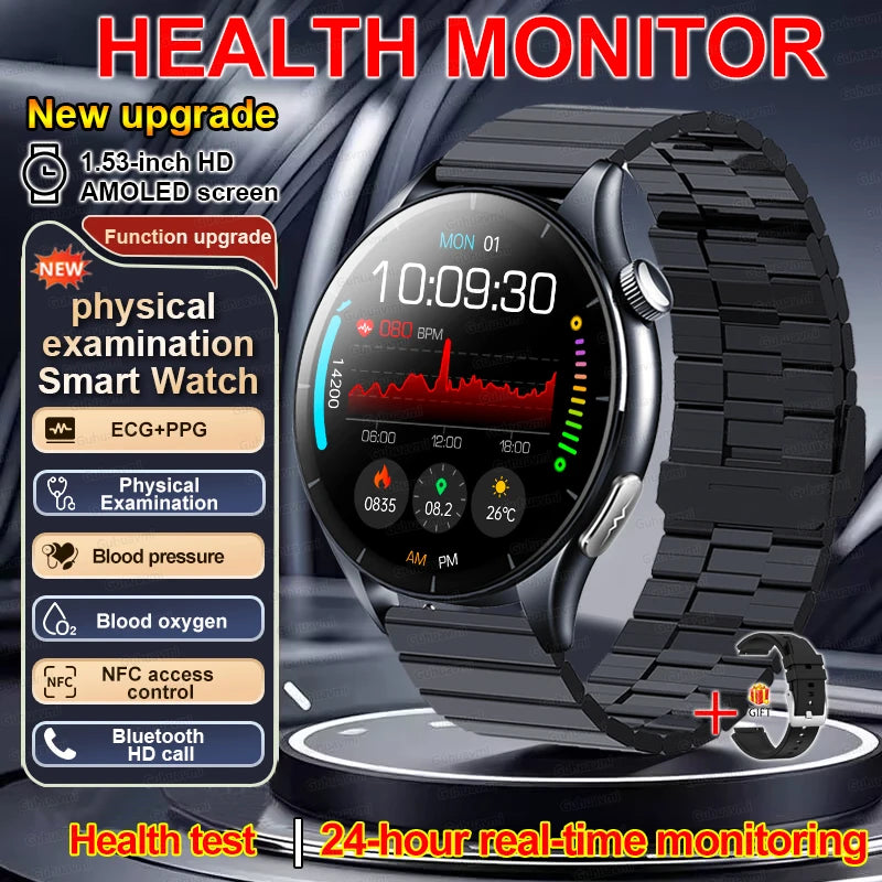 2026 New Smart Watch ECG+PPG Health Monitoring Blood Pressure Uric Acid Fitness Tracker Clock Sport Call Smartwatch Customizable Dial