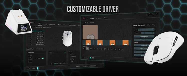 AJAZZ AJ159 APEX Paw3950 Wireless Mouse with RGB Magnetic Charging Base Lightweight Wired Bluetooth Gaming Mouse for PC Laptop