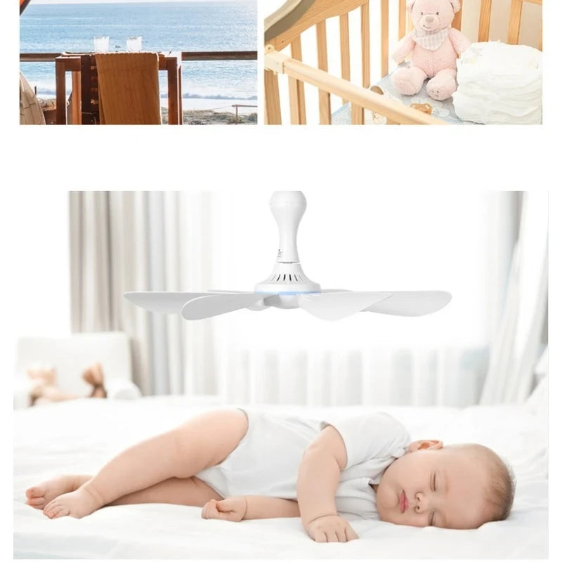 Silent 6 Leaves USB Powered Ceiling Canopy Fan with Remote Control Timing 4 Speed ​​Hanging Fan for Camping Bed Dormitory Tent New
