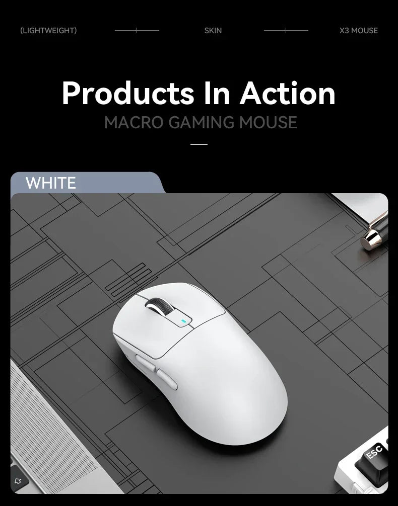 Attack Shark X3 Ultra Light Wireless Gaming Mouse Tri Mode 2.4G/Bluetooth/USB-C 26000DPI PAW3395 Sensor 49g Lightweight