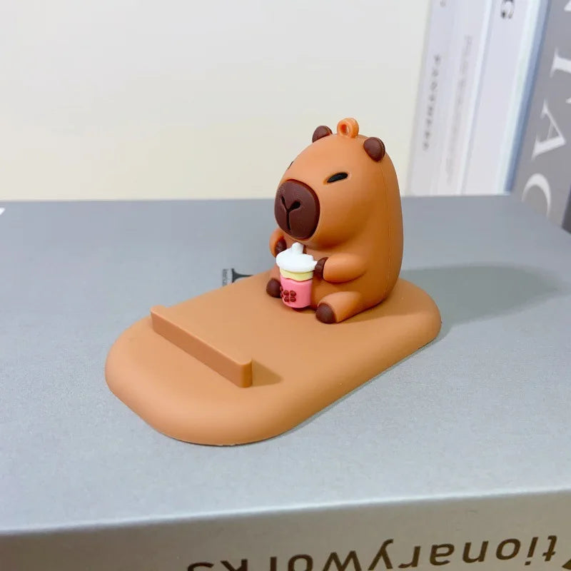Capybara Phone Stand with Eyes Expressive Non-Slip Base Desk Organizer for Home Office Decor Gift