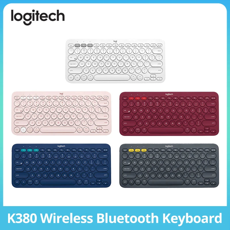 Logitech K380 Wireless Bluetooth Network Red Keyboard Tablet iPad Office