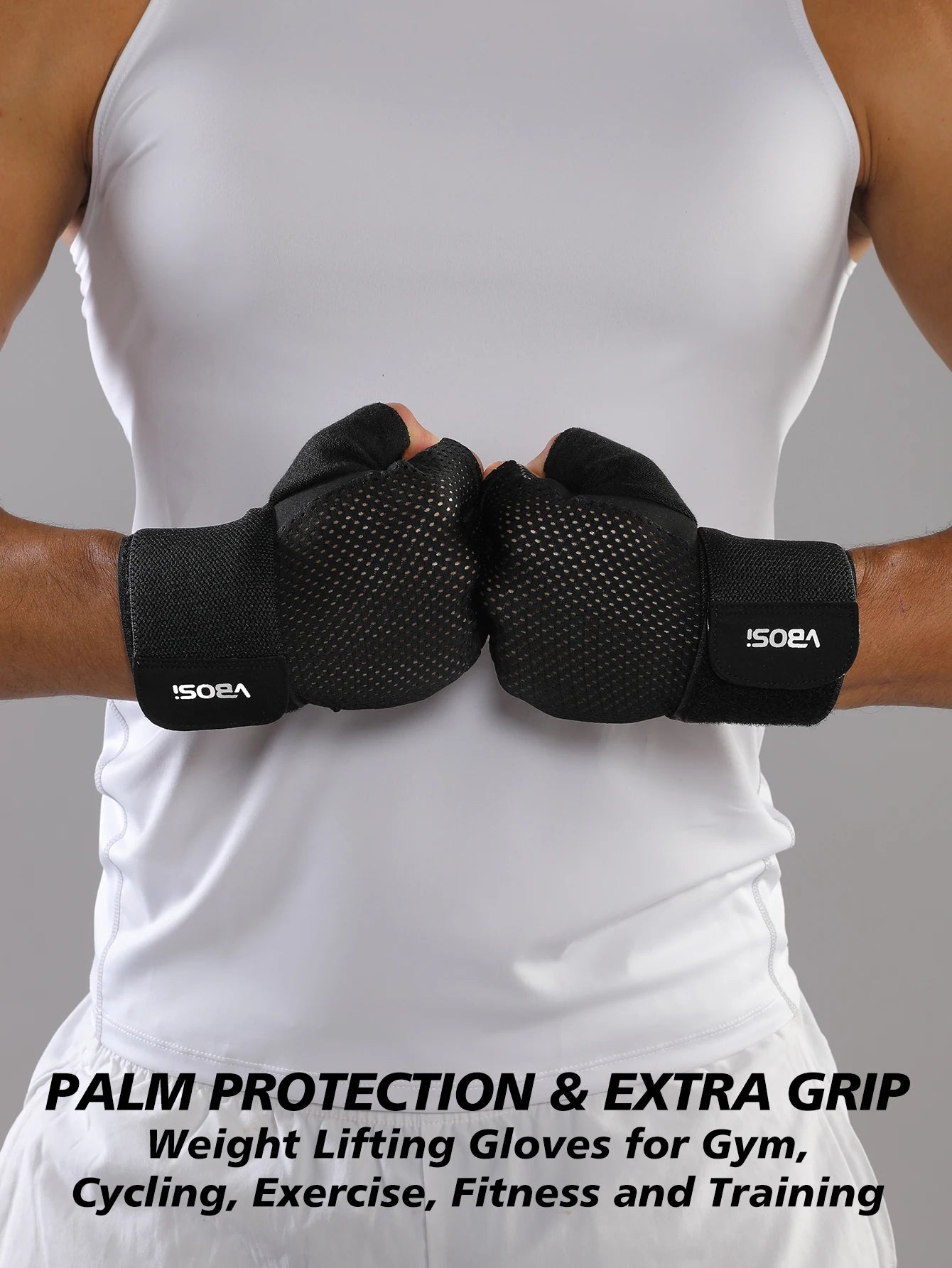 Luvas de Meio Dedo com Suporte de Pulso e Aderência Antiderrapante