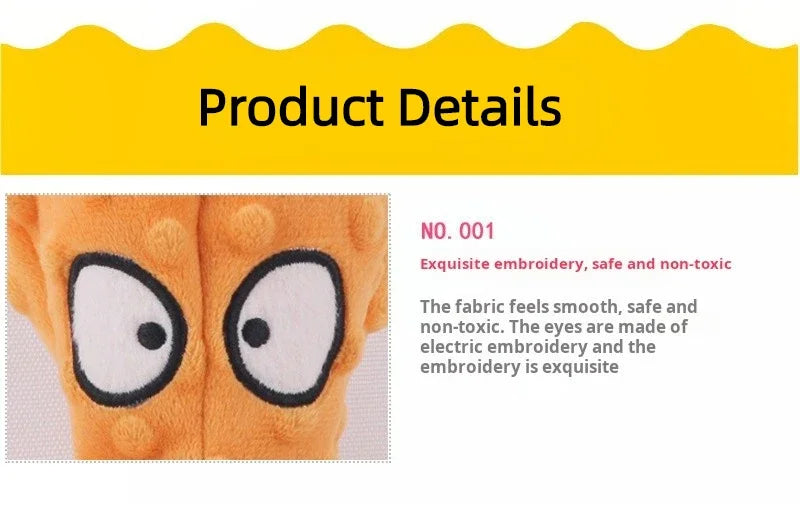 Dog Squeaky Toys Octopus - No Stuffing Crinkle Plush Dog Toys for Puppy Teething, Durable Interactive Dog Chew Toys for Small, M