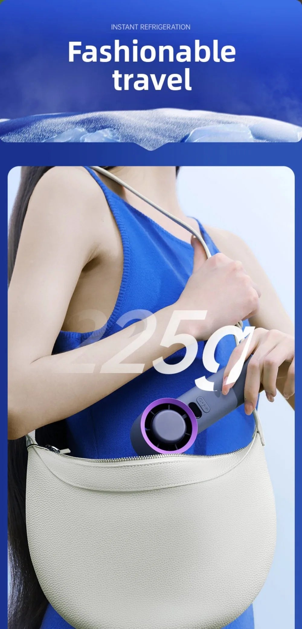 Outdoor Handheld Cold Compress Fan 3600mAh Quite High-speed Cold Air USB Rechargeable Mini Turbo Fan with Lanyard Portable Fan