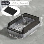 KEMORELA EXtra Large Stainless Steel Cat Litter Box with Lid - Enclosed LitterPan High-Sided Resistant Leak-Proof Cat Litter Mat