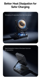 Baseus 3-in-1 Magnetic Wireless Charger Qi2.2 25W Fast Charging for iPhone 17 16 15 14 Apple Watch Earbuds AirPods Pro iWatch