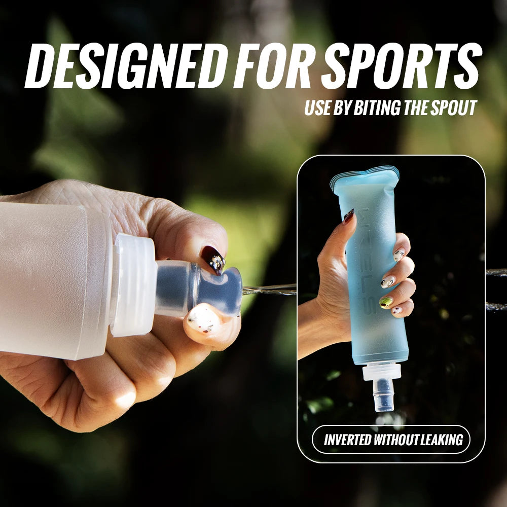 WRELS Folding Collapsible Water Bottle Running Water Bottle Soft Flask TPU BPA-Free Camping Hiking Travel Folding Water Bottle