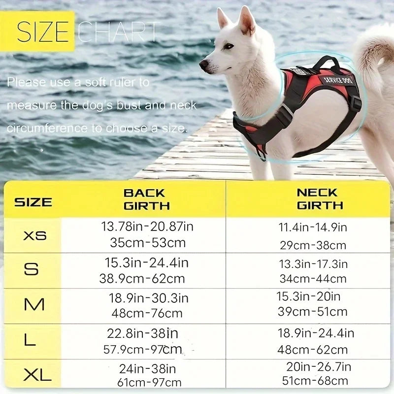 Anti-Pull Tactical Dog Harness with Night Reflective Strips, Heavy-Duty Nylon Military-Grade Vest-Style Leash for Large Dog