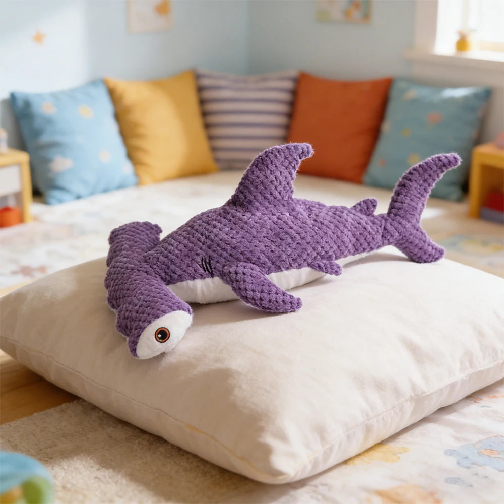 Peluche Tubarão Resistente com Som – Brinquedo Interativo de Dupla Camada