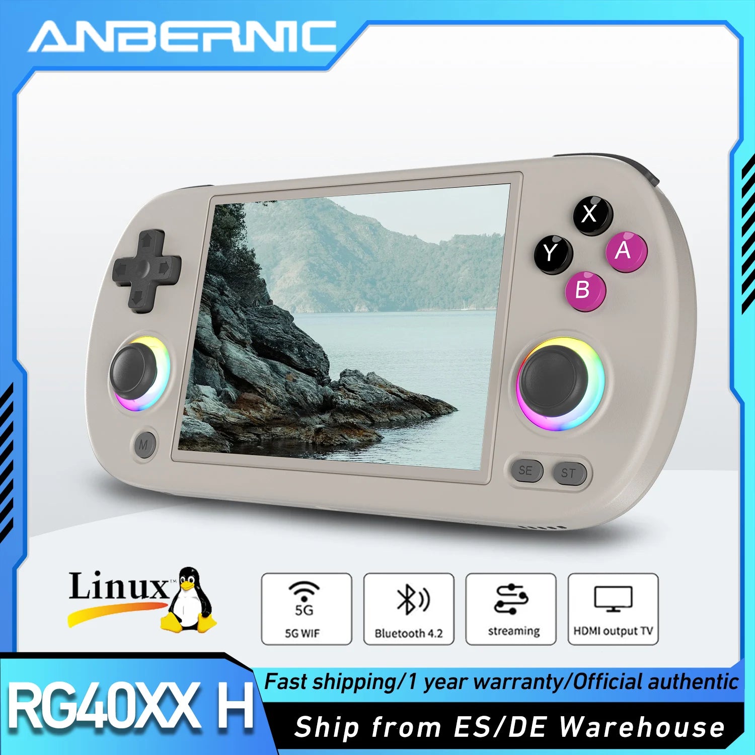 Anbernic RG40XX H 4.0” Handheld Game Console RG40XXH Retro Gaming Player 64G Preloaded 5000+ Games Portable Linux 64-bit System