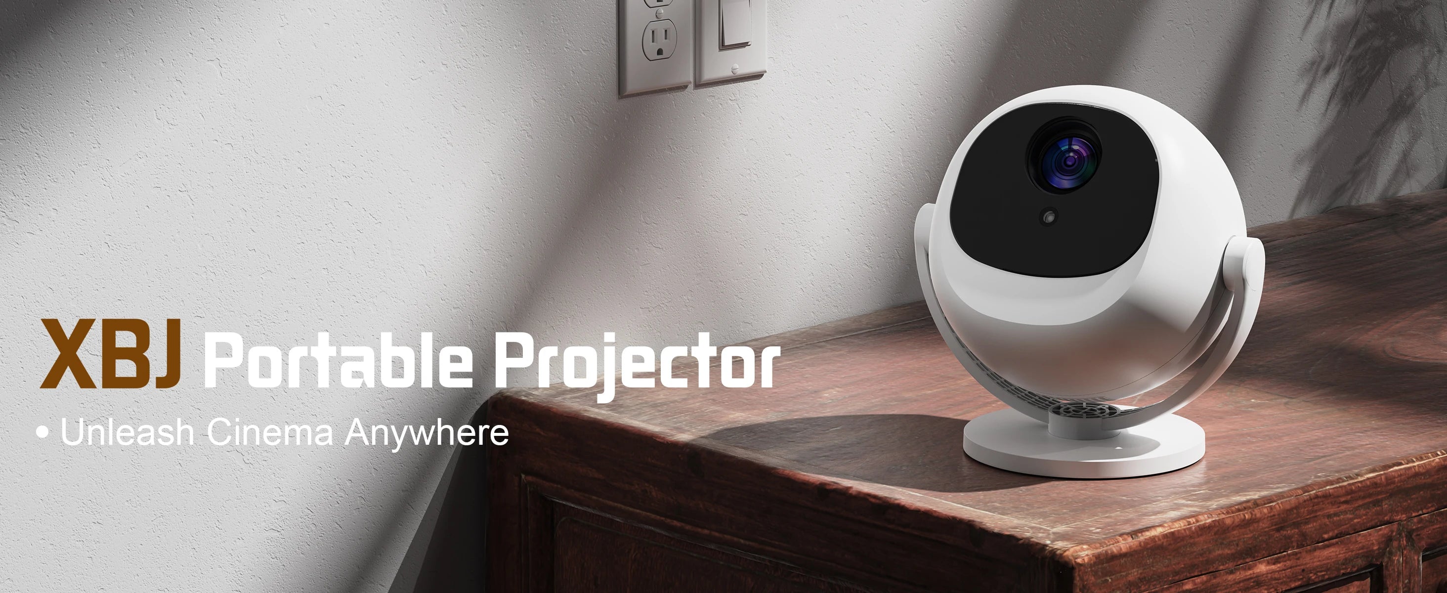 Projetor Portátil 4K — Android, WiFi6, BT5.0, Auto Keystone, Rotação 360°