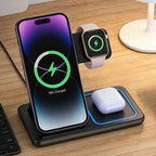 3-in-1 Foldable Wireless Charging Station 30W for iPhone 17 16 15 14 13 12 Pro Max iWatch 11 Airpods Pro Fast Charger Stand Dock