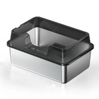 Stainless Steel Cat Litter Box with Lid and Scoop for Big Cat XL Metal Litter Pan Tray with High Wall Sides Enclosure Non-Sticky