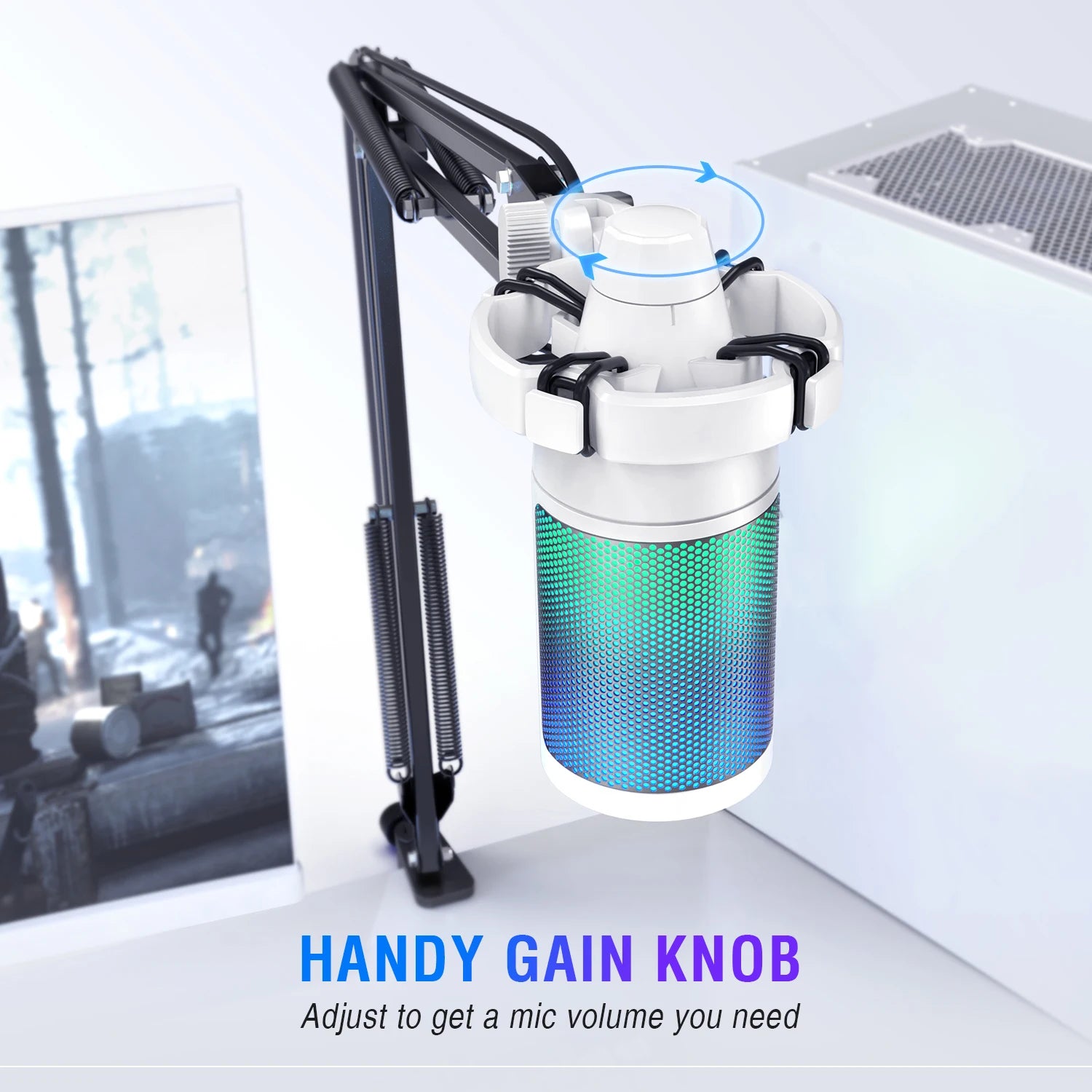 FIFINE A6T — Microfone USB Condensador com Mute, RGB e Braço Articulado
