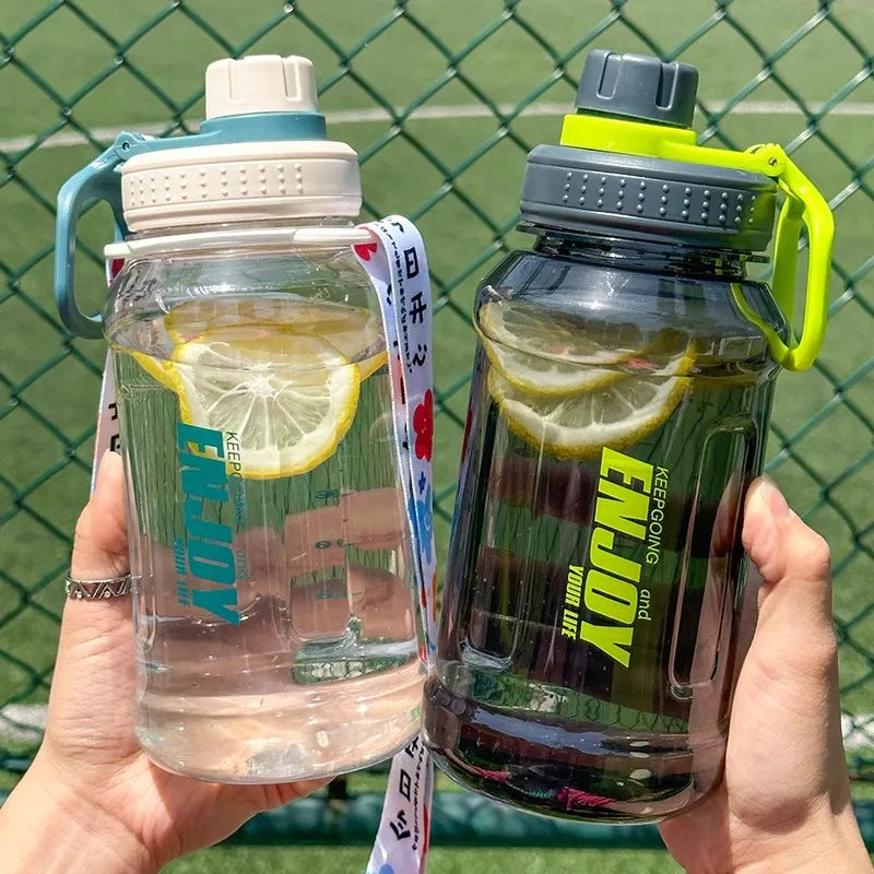 1 Liter Large Capacity Sports Water Bottle with Lifting Cup Lid BPA FREE Plastic Drinking Bottles Outdoor Cycling Hiking Gym Jug