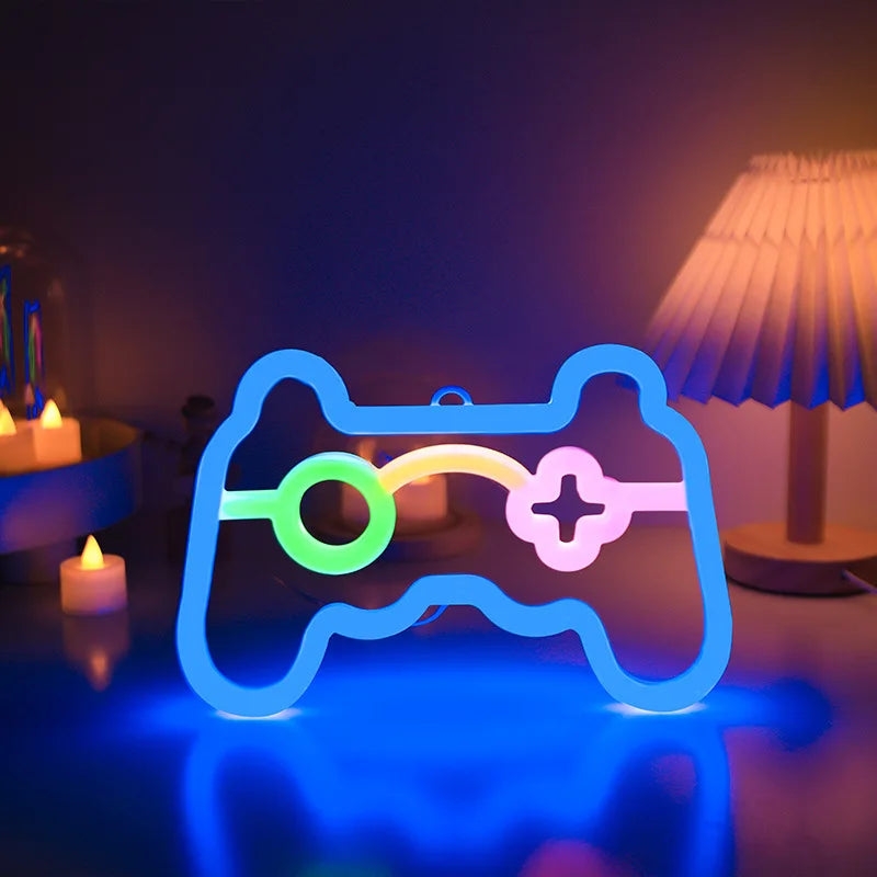 Game Pad Neon Signs LED Night Light, USB/Battery Powered atmosphere Lighting, for Birthday Gift Garden E-sports Decor Camping