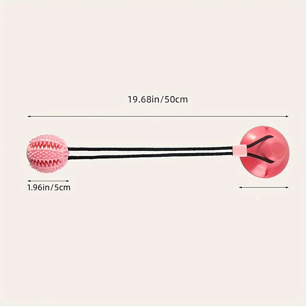 Interactive Dog Suction Cup Toy with Sound and Food Dispensing - Durable Rubber Training Ball for Puzzle and Tug-of-War Play