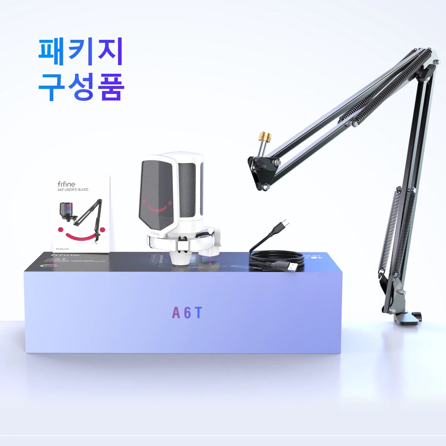 FIFINE A6T — Microfone USB Condensador com Mute, RGB e Braço Articulado