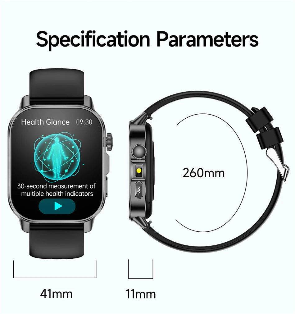 2026 New Model Uric Acid & Lipid Health Analysis Smartwatch Men's ECG+PPG Bluetooth Call 2.01 inch Flashlight Smartwatch Women's