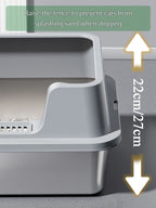 Stainless Steel Cat Litter Tray with Lid, Extra Large High Sided Enclosure Litter Boxes for Big Cats, Easy to Clean & No Odor