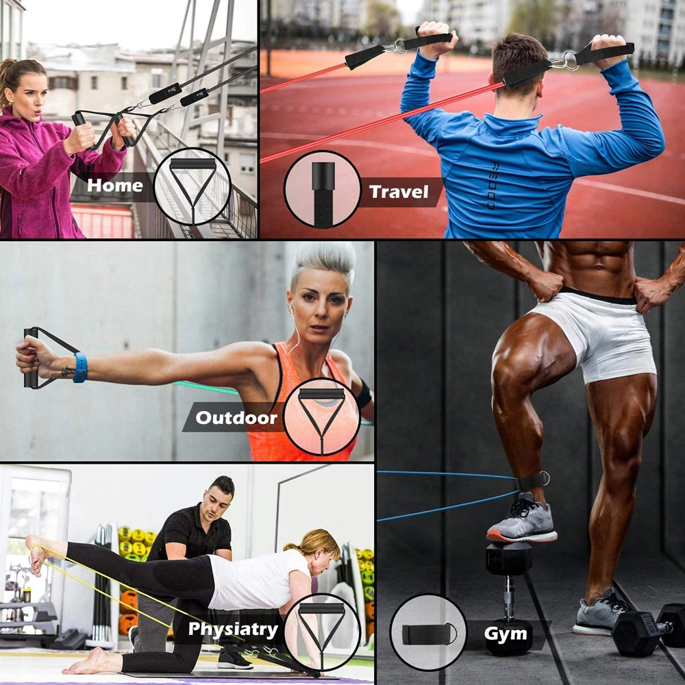 Bandas de Resistência com Âncora de Porta e Tiras de Tornozelo