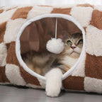 Cat Tunnel Bed Interactive Toys Washable with Ball Tunnel Cat Bed Cave Interactive Toys for Kitten Puppy Small Dog Bunny Pet
